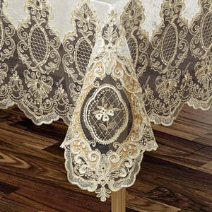 Fransız Şadyar Güpürlü Kadife Ranırlı Masa Örtüsü