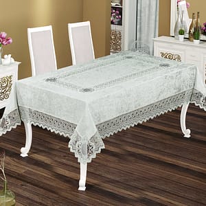 Dalga İşlemeli Ranırlı Güpürlü Kadife Masa Örtüsü