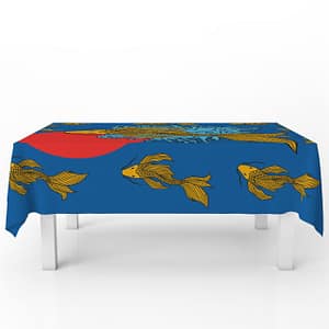 Koi Desenli Dekoratif Pratik Dertsiz Masa Örtüsü
