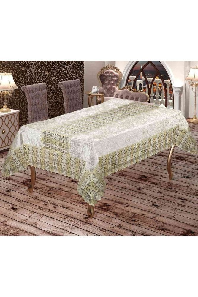 Antik Greek Kadife Güpürlü Masa Örtüsü - Görsel 2