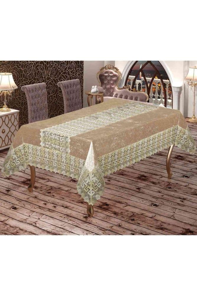 Antik Greek Kadife Güpürlü Masa Örtüsü - Görsel 5