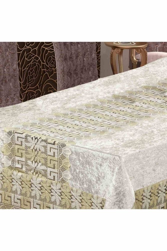 Antik Greek Kadife Güpürlü Masa Örtüsü - Görsel 4