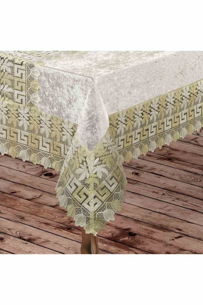 Antik Greek Kadife Güpürlü Masa Örtüsü