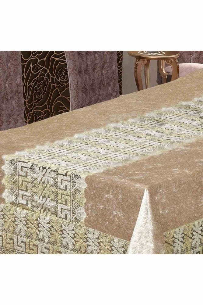 Antik Greek Kadife Güpürlü Masa Örtüsü - Görsel 7
