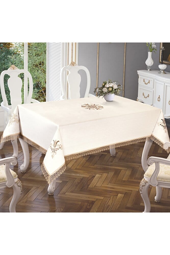 Dertsiz S Güpürlü Nakışlı Masa Örtüsü - Görsel 2