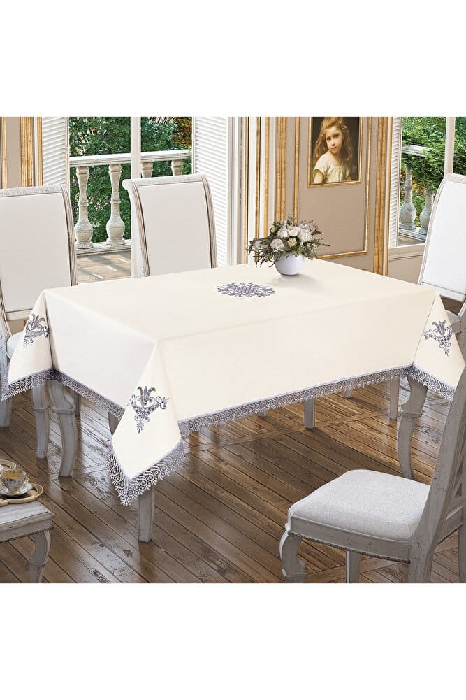 Dertsiz S Güpürlü Nakışlı Masa Örtüsü - Görsel 3