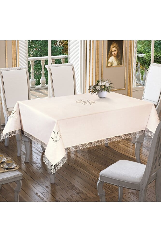 Dertsiz S Güpürlü Nakışlı Masa Örtüsü - Görsel 4