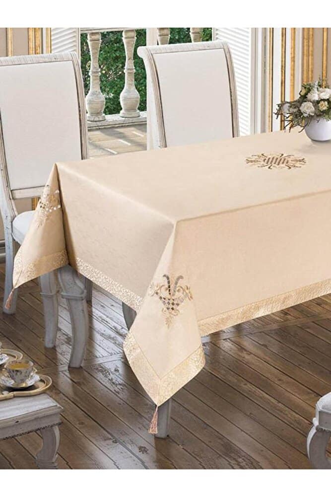 Nakışlı Püsküllü Dertsiz Leke Tutmaz Masa Örtüsü - Görsel 3